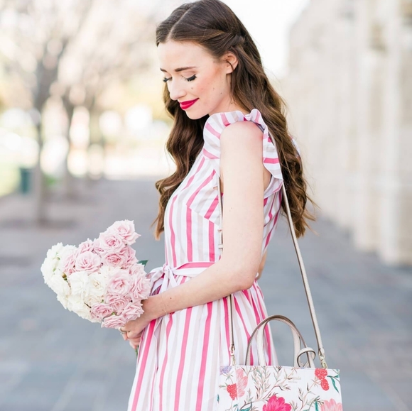 KATE SPADE BNWOT pink striped poplin midi dress - Picture 7 of 14